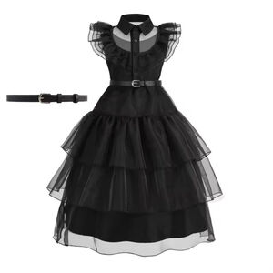 Girls Wednesday Dress Children Addams Halloween Black Family Clothes Kids Dancin